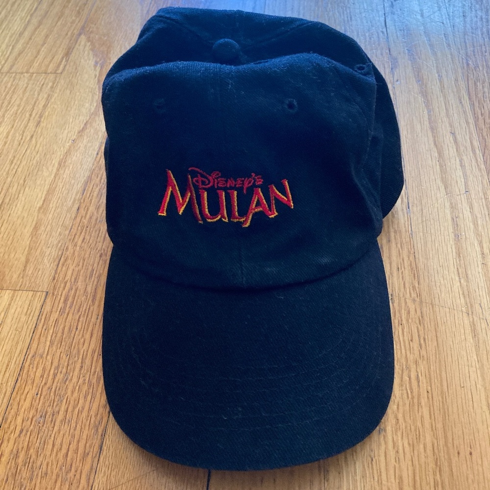 Vintage 1998 Disney Mulan Baseball Cap in Black with Red Stitching
